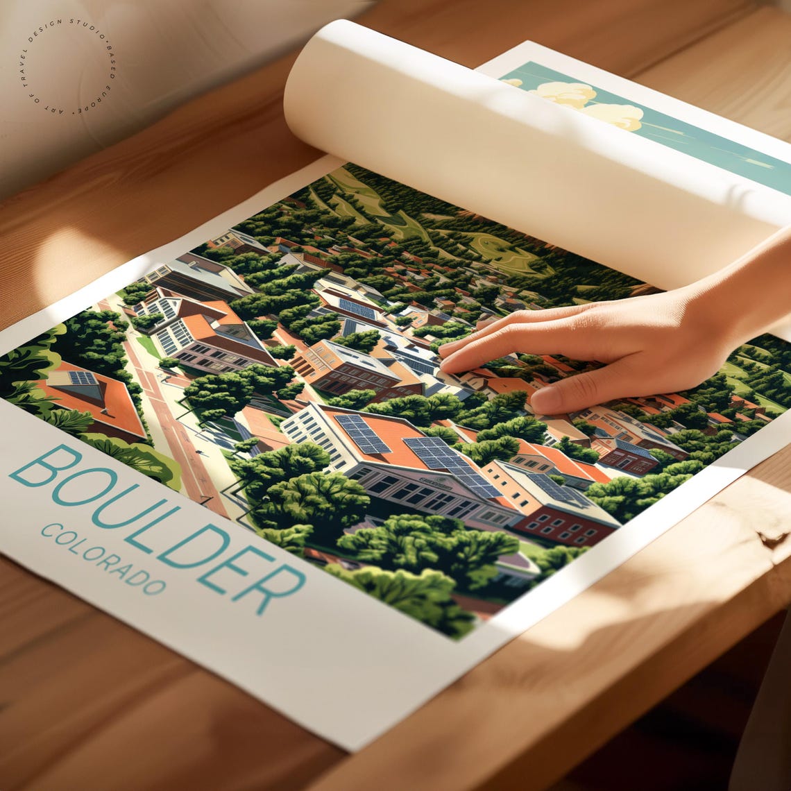 Boulder Colorado Flatirons Red Rocks City View Travel Poster - Image 2