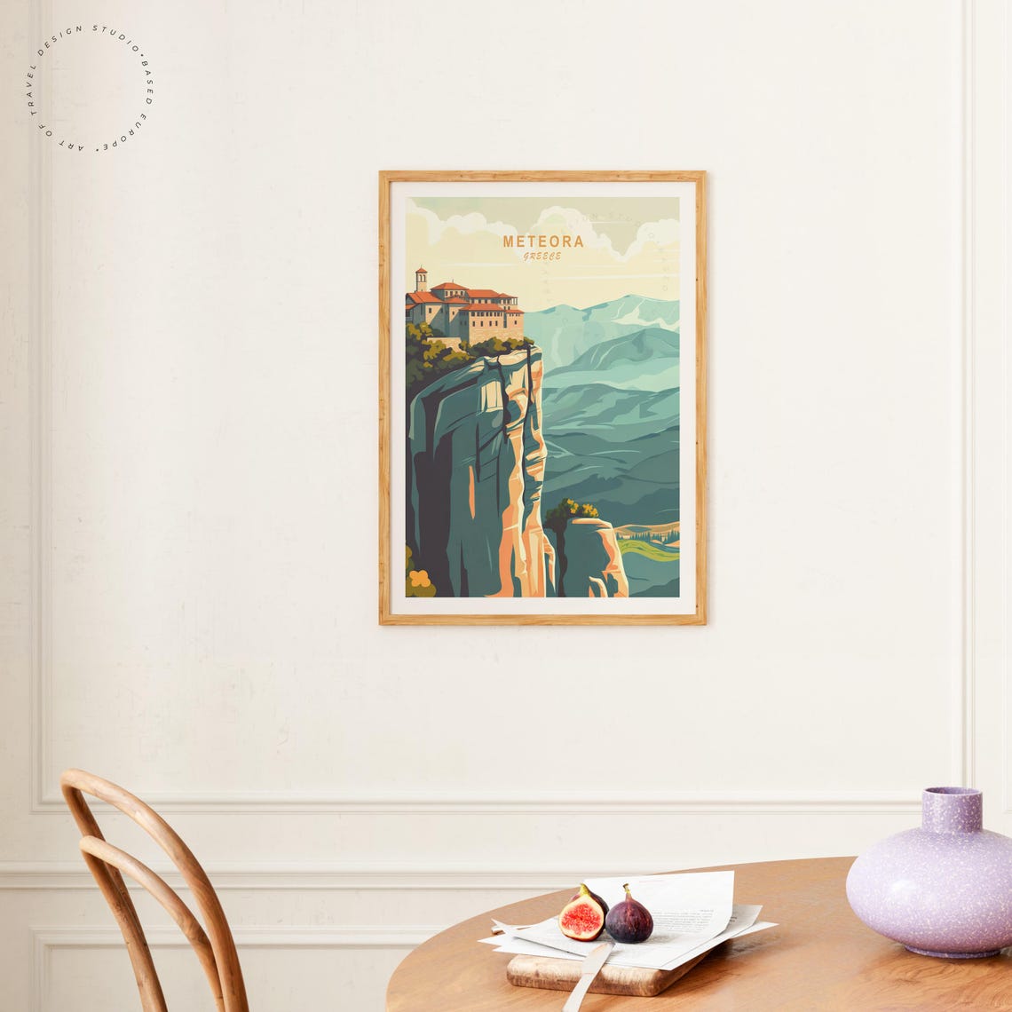 Meteora Greece Cliff Monastery Rock Pillar Mountain Vintage Poster - Image 4
