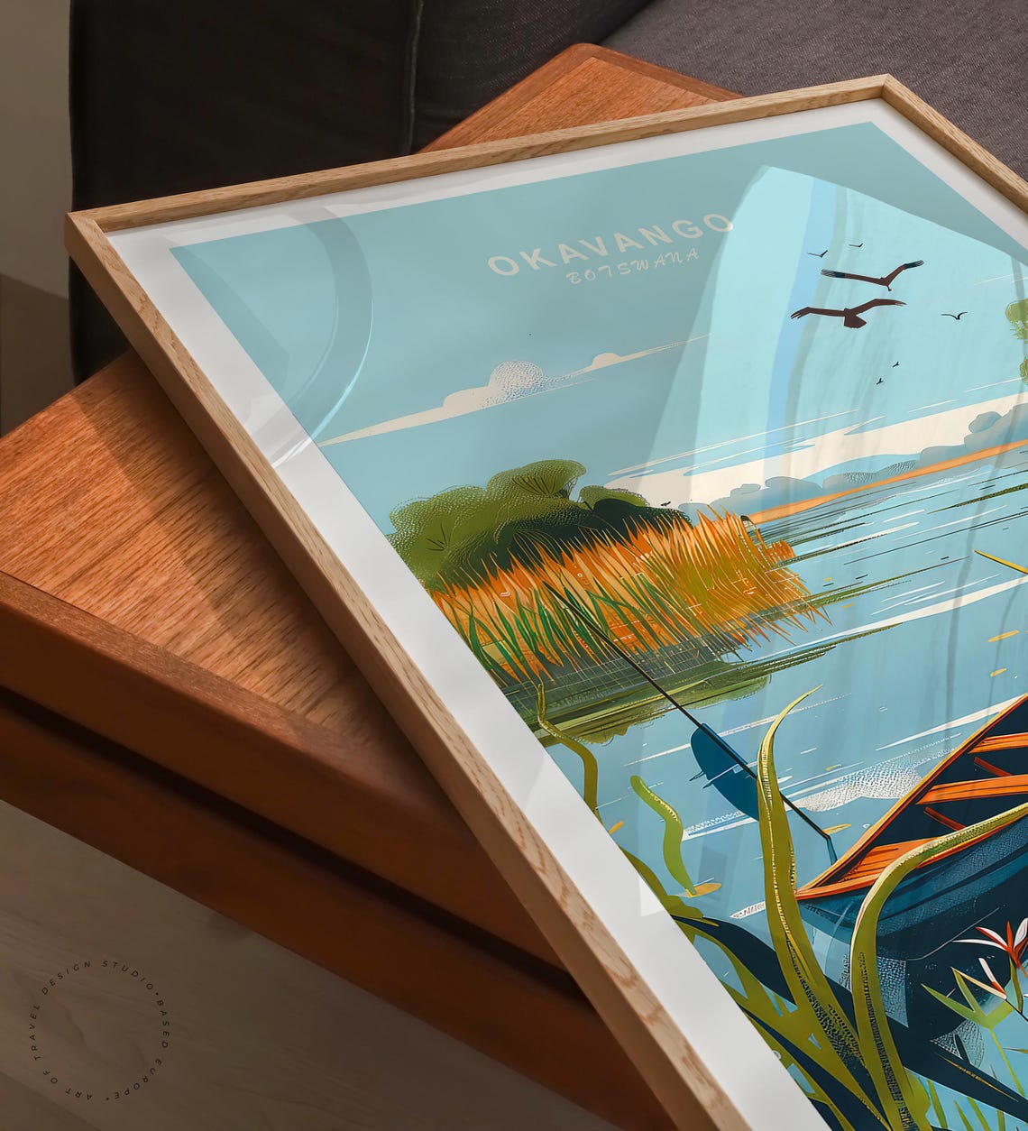 Okavango Botswana Delta Mokoro Canoe Wildlife View Travel Poster - Image 3