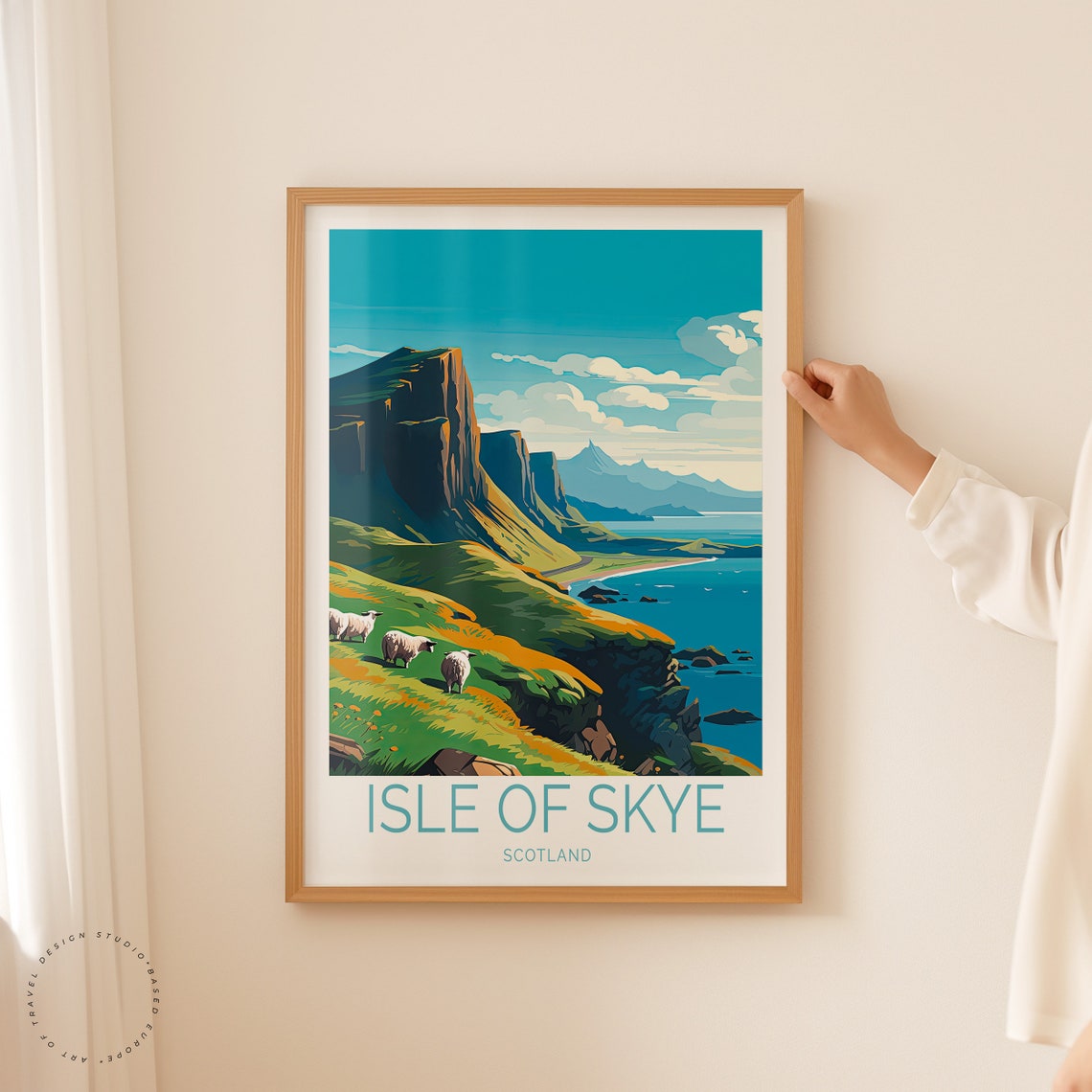 Isle Of Skye Scotland Dramatic Sea Cliffs Sheep Travel Poster - Image 2