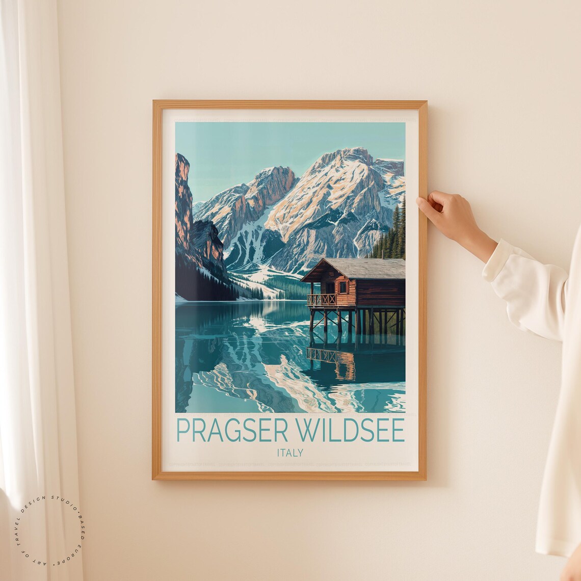 Pragser Wildsee Italy Mountain Lake Reflection Vintage Travel Poster - Image 5