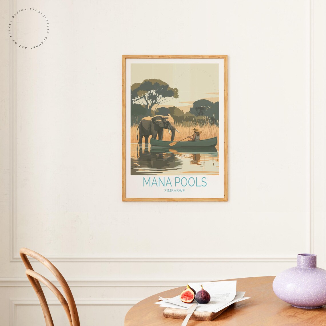 Mana Pools Zimbabwe Elephant Canoe Safari River Golden Sunset Poster - Image 4