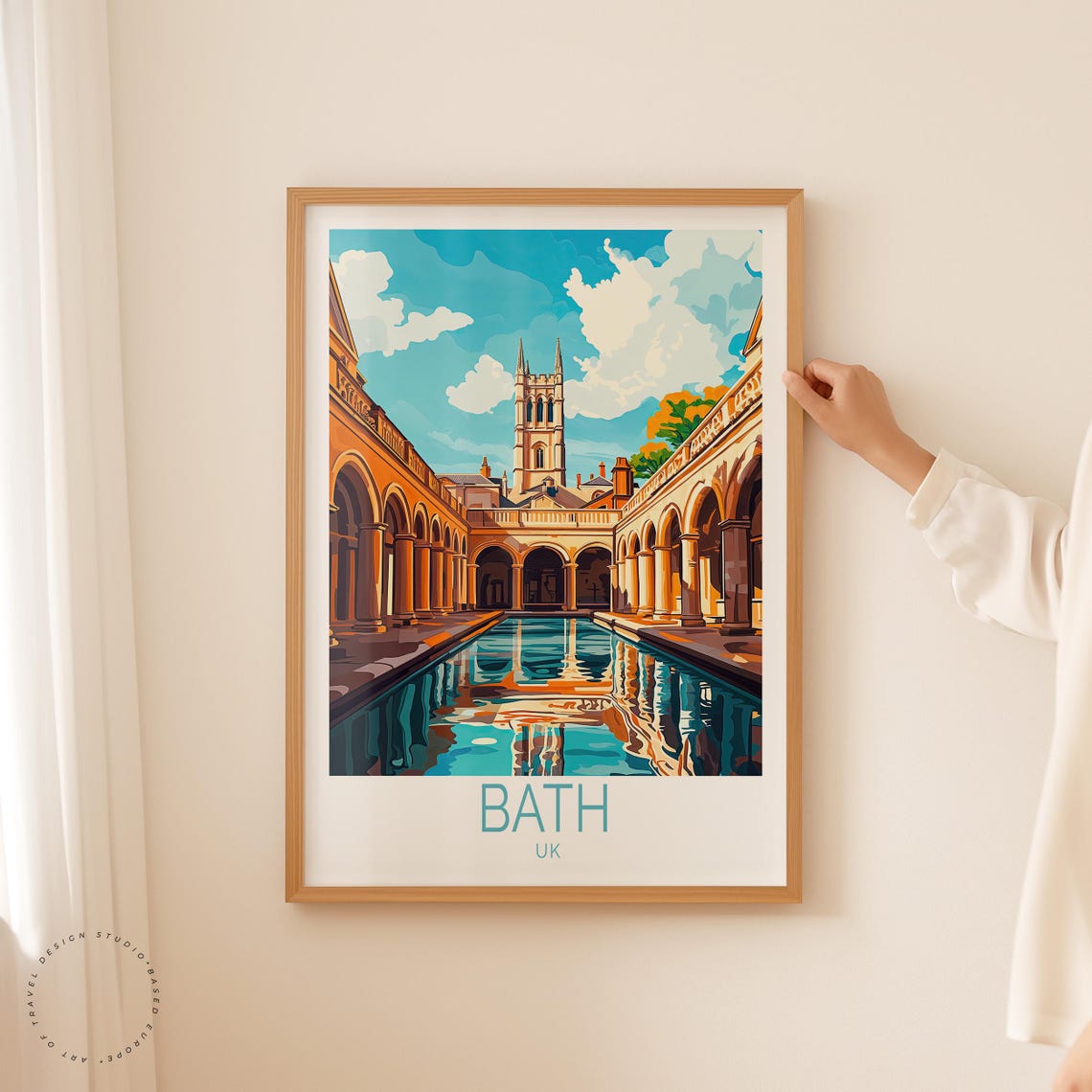 Bath UK Roman Baths Great Bath Colonnade Courtyard Travel Poster - Image 2