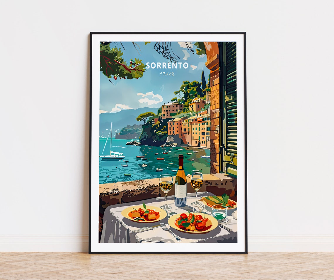 Sorrento Italy Coastal Town Wine Dinner Ocean Terrace Poster