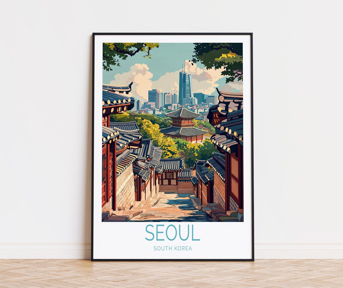 Seoul Travel Poster, South Korea City Art Print