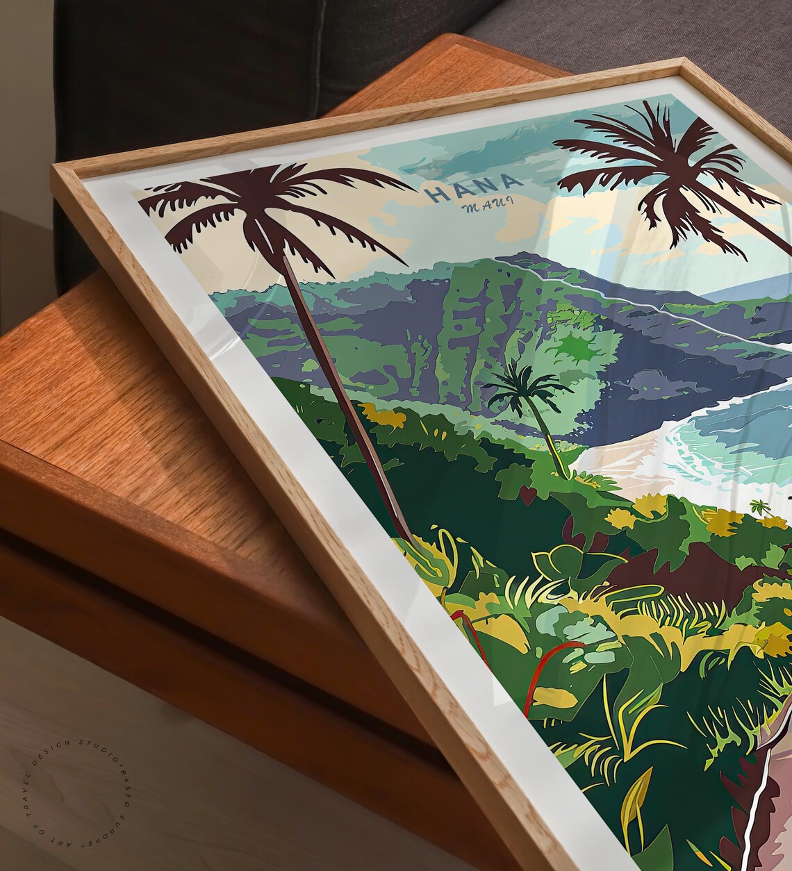 Hana Maui Hawaii Tropical Coastal Road Palm Trees Travel Poster - Image 3