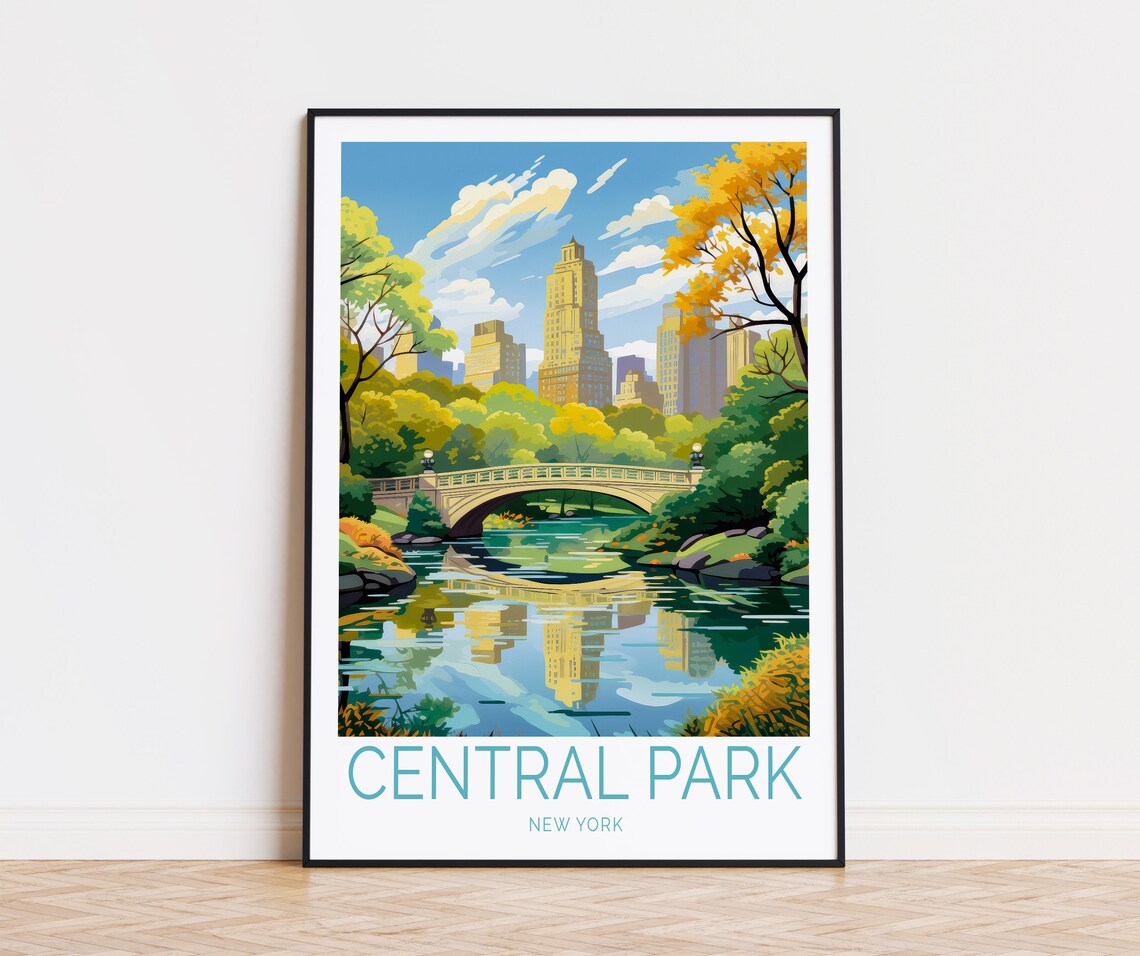 Central Park Travel Poster, New York Art Print
