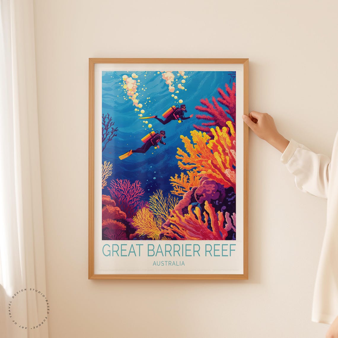 Great Barrier Reef Australia Scuba Diver Coral Garden Travel Poster - Image 5