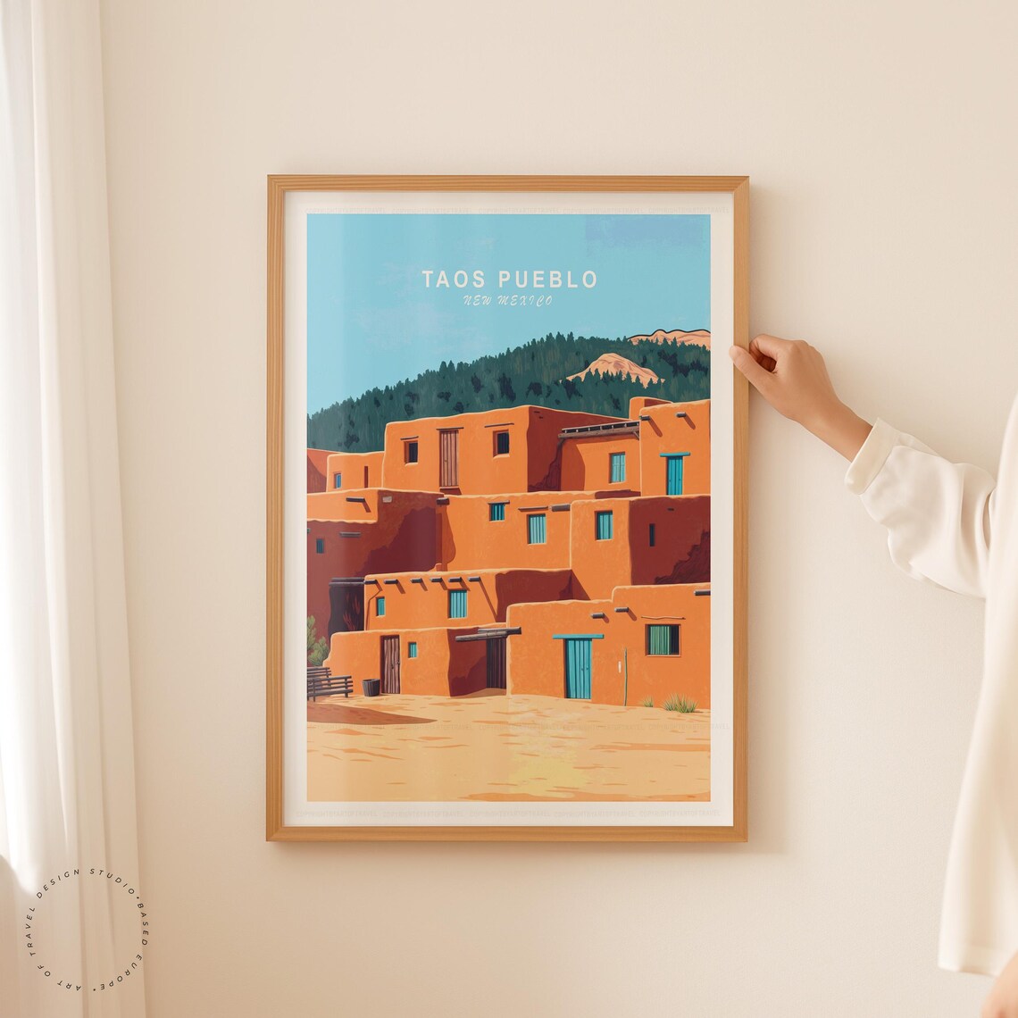 Taos Pueblo New Mexico Historic Adobe Homes Desert Art Travel Poster - Image 5