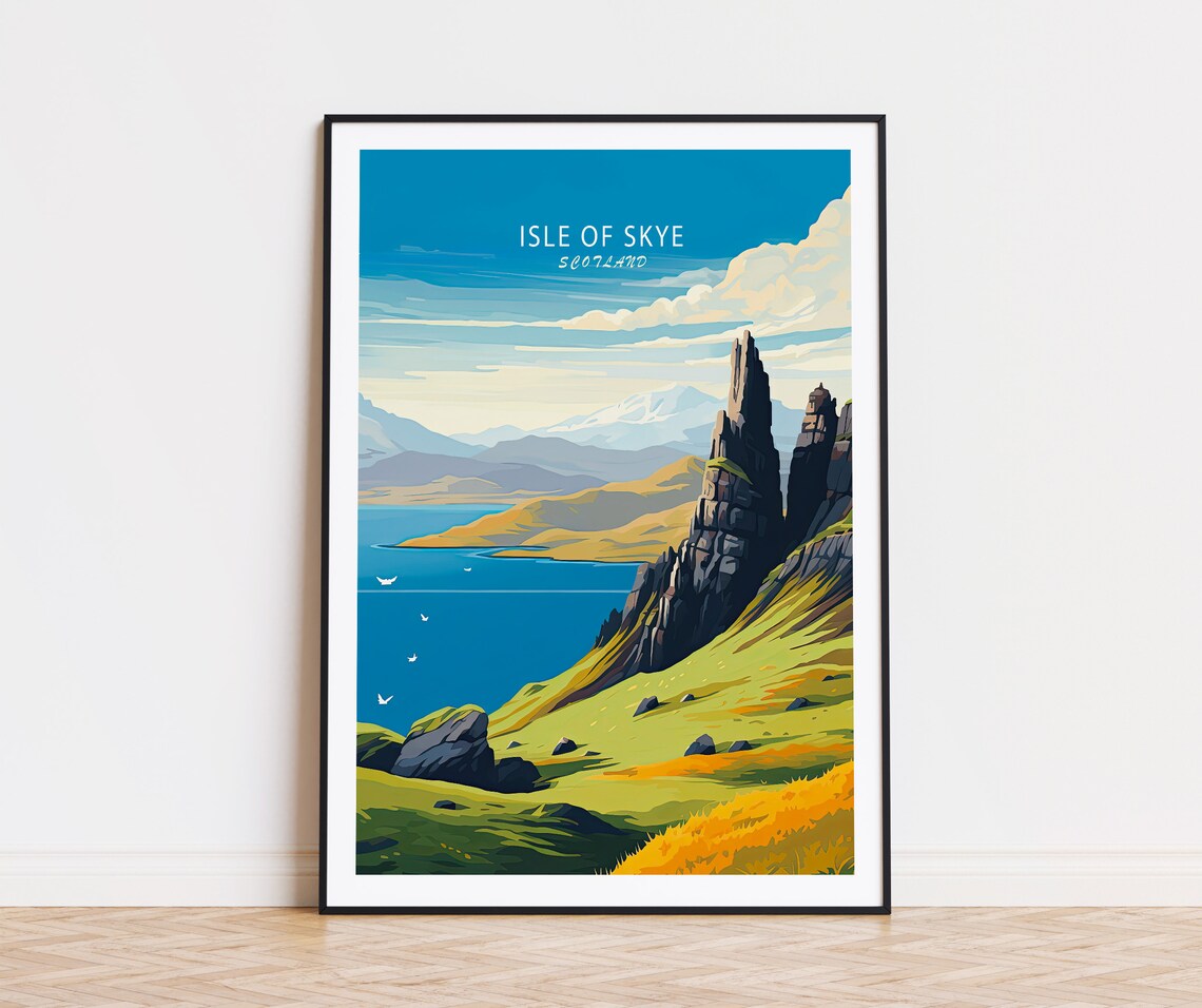 Isle Of Skye Scotland Old Man Of Storr Dramatic Coast Travel Poster