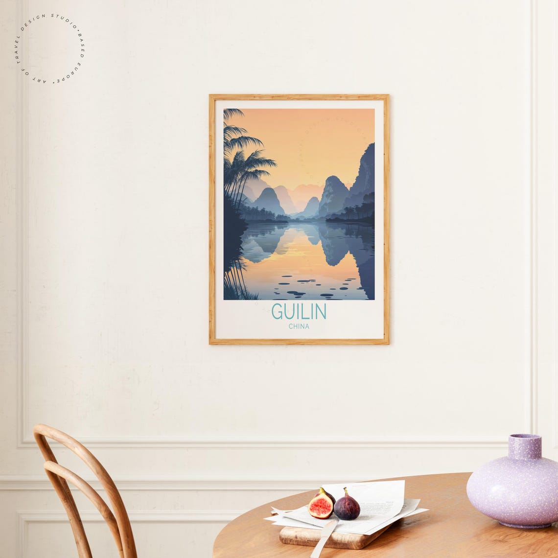 Guilin China Orange Sunset Karst Peaks River Reflection Art Poster - Image 4