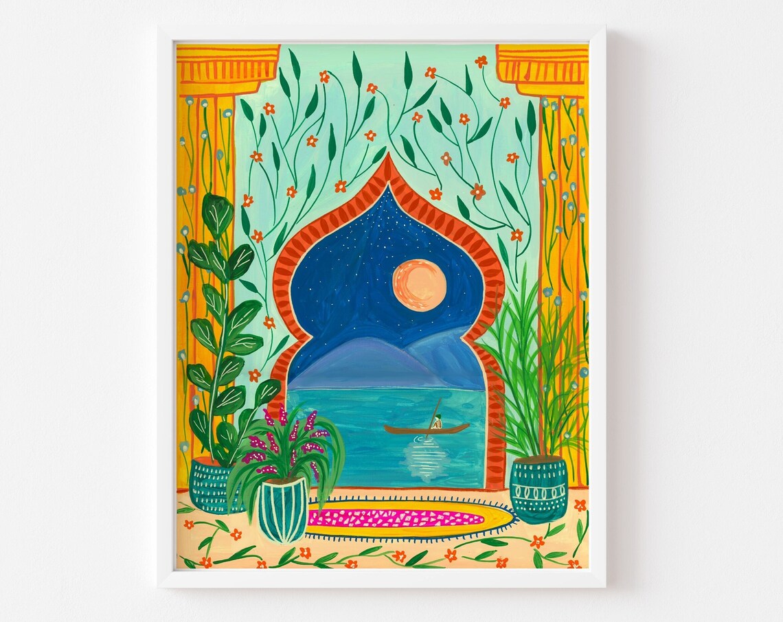 Marrakech Morocco Travel Art Print, Tropical Decor