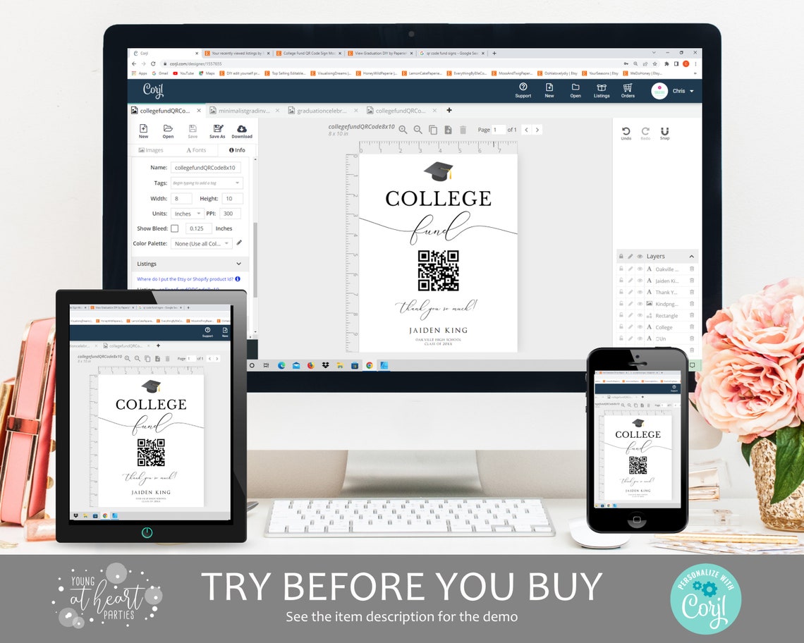 Graduation Party College Fund QR Code Money Gift Sign Poster - Image 2
