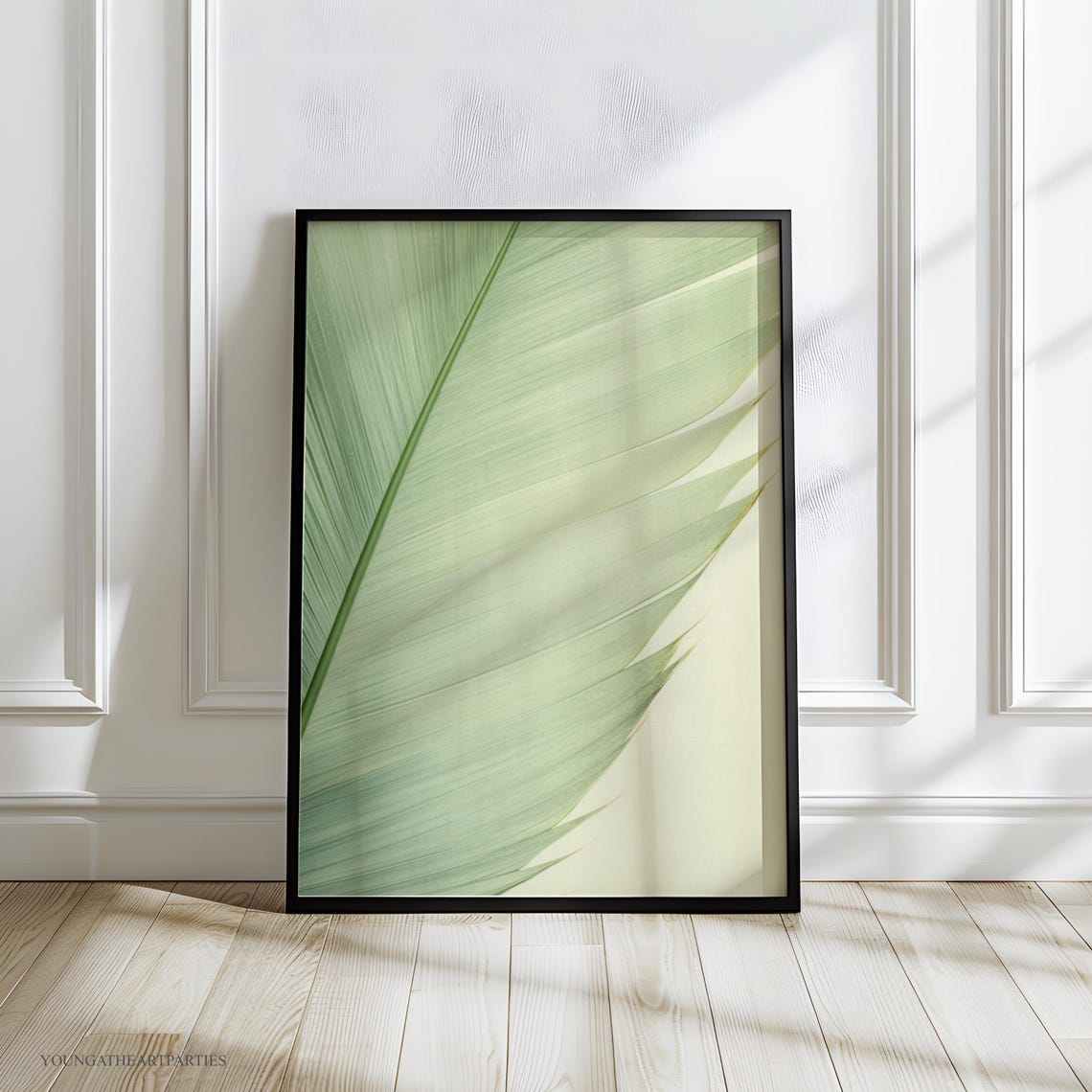 Lime Cream Palm Leaf Botanical Minimalist Modern Decor Wall Art - Image 4