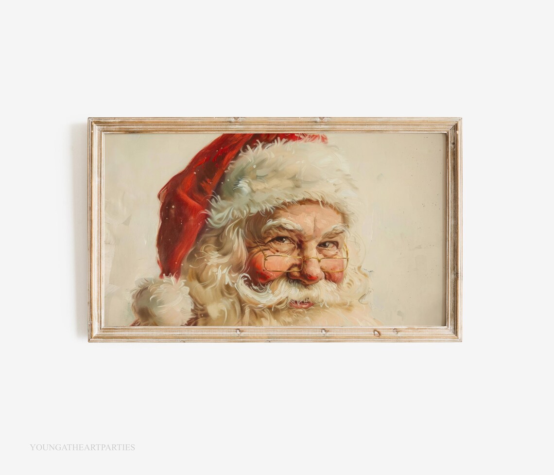 Classic Vintage Santa Claus Portrait Christmas Holiday Wall Art