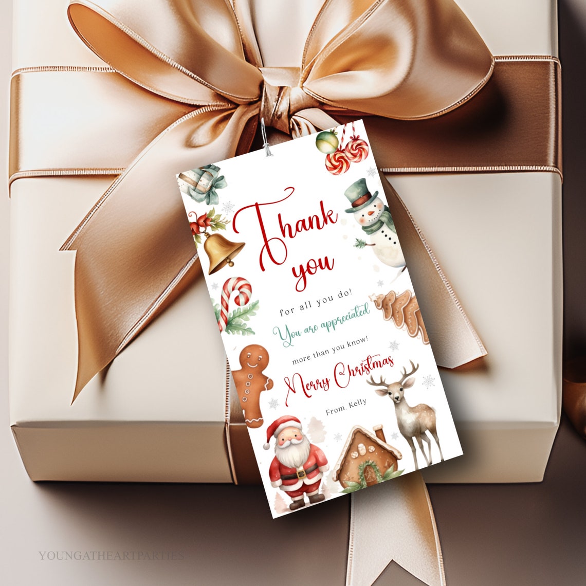 Thank You For All You Do Christmas Gift Tag Holiday Decor Print