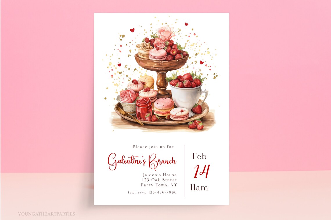 Galentines Brunch Sweet Treats Dessert Party Invitation Print