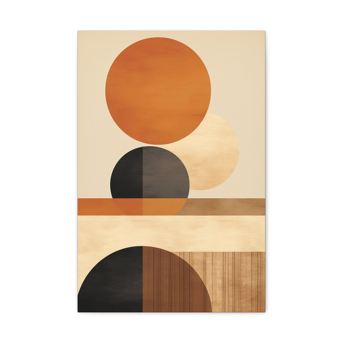 Geometric Abstract Wall Art Print Minimal Boho Style Stretched Gallery Modern Home Wall Art Office Decor Tan And Brown - Image 2
