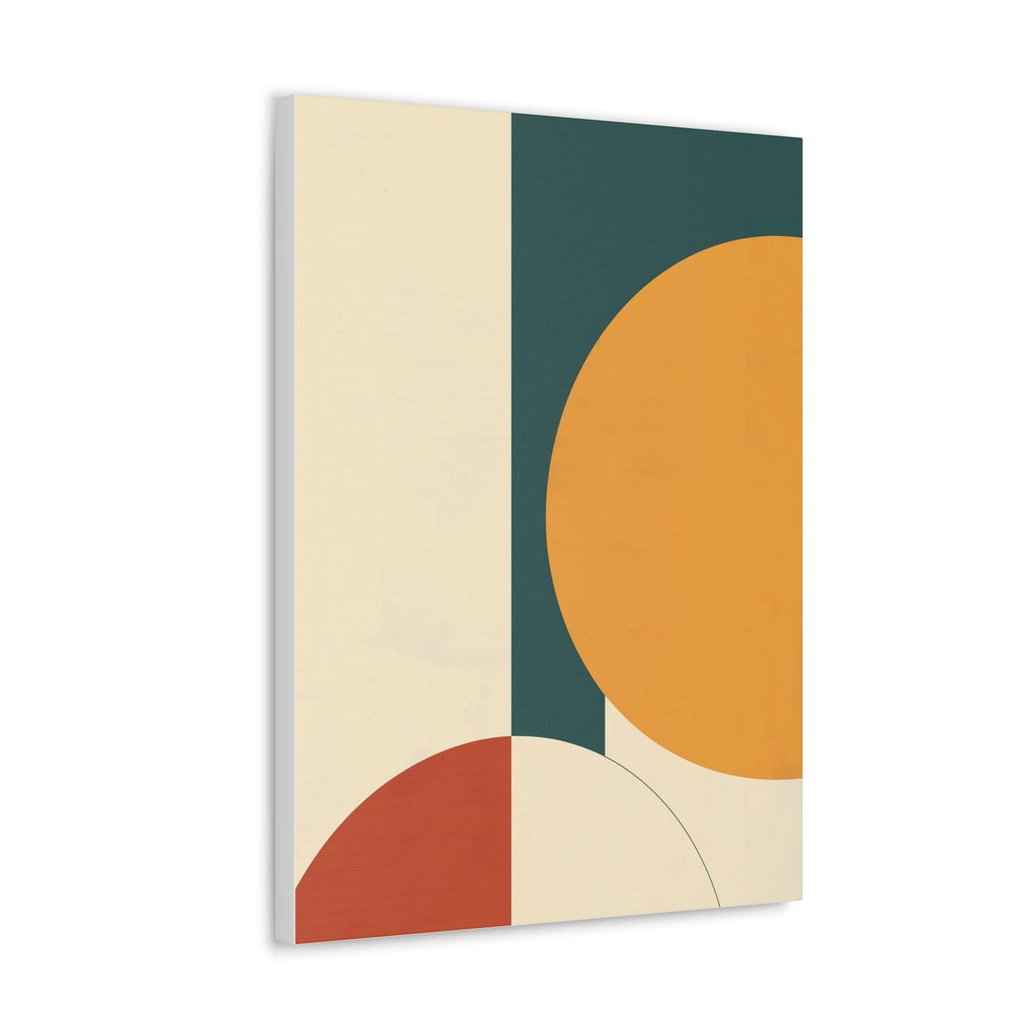 Mid Century Modern Geometric Circle Art Teal Orange Rust Wall Art - Image 2