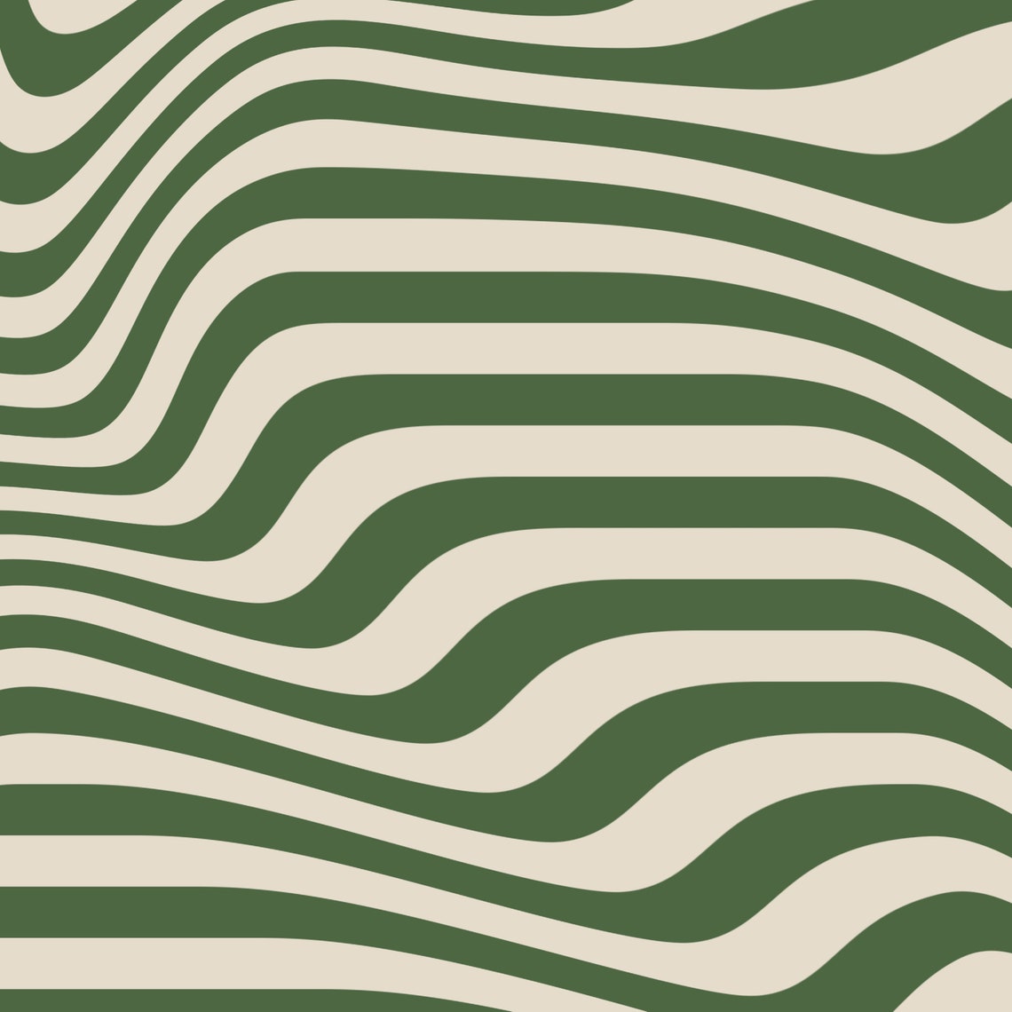 Bauhaus Green Wavy Lines Mid Century Modern Abstract Art Poster - Image 3