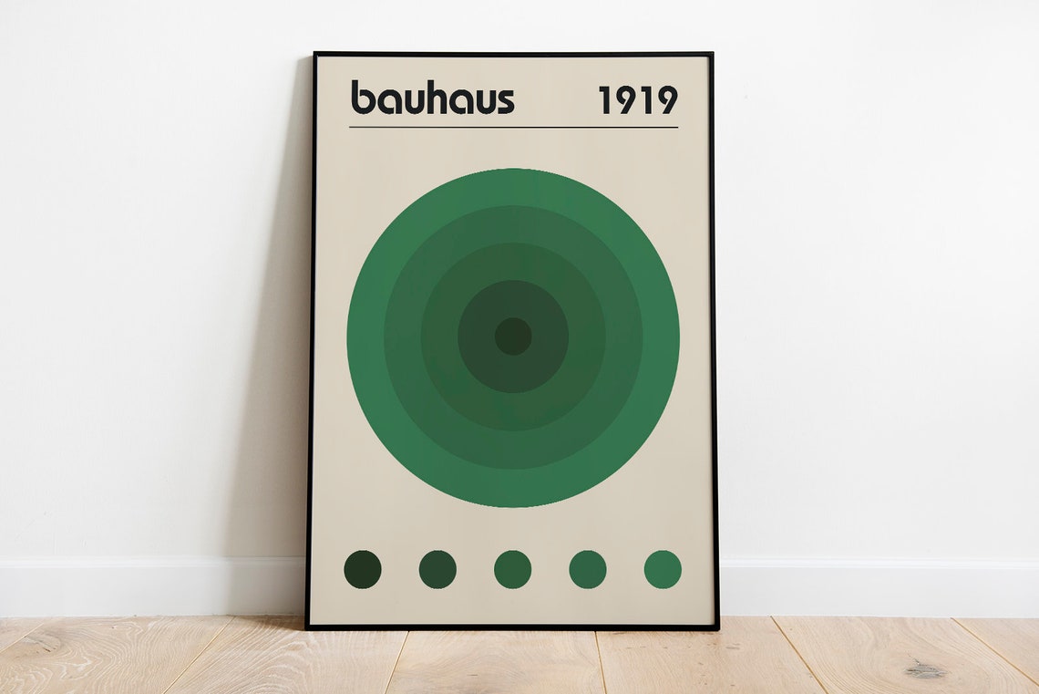 Bauhaus 1919 Green Concentric Circles Mid Century Modern Poster - Image 4