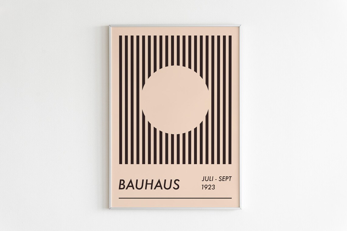 Bauhaus Juli Sept 1923 Beige Circle Striped Minimalist Art Poster