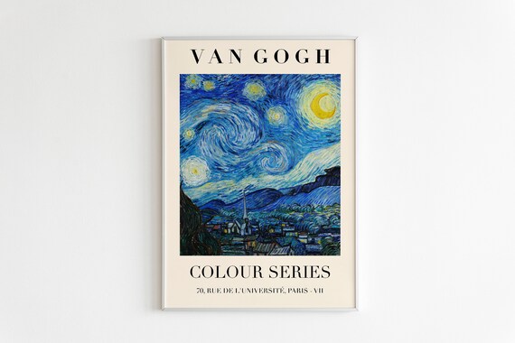 Van Gogh Starry Night Colour Series Exhibition Print High Quality Print Mid Century Modern Art Van Gogh Wall Art