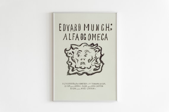Edvard Munch Alfa og Omega Sun Face Lithograph Exhibition Art Poster