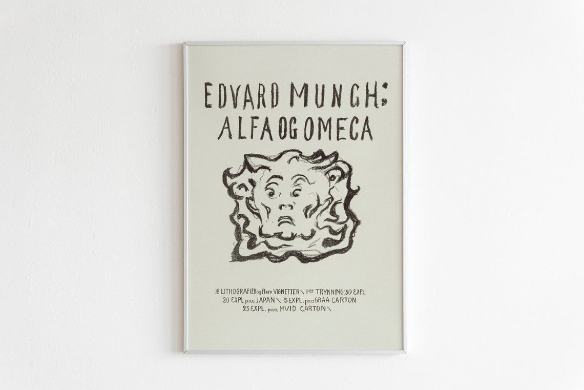 Edvard Munch Alfa og Omega Sun Face Lithograph Exhibition Art Poster