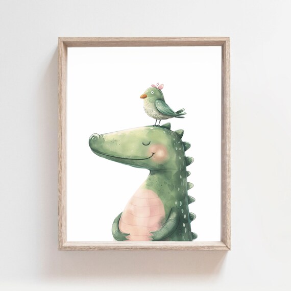 Crocodile Safari Nursery Wall Art, Kids Playroom Poster
