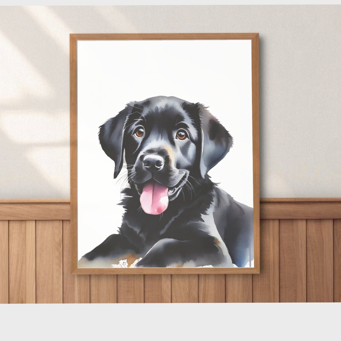 Sweet Black Labrador Puppy Watercolor Happy Dog Nursery Poster - Image 2