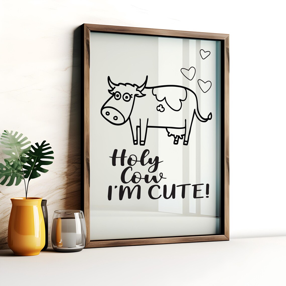Holly Cow Im Cute Poster Cow Lovers Instant Print - Image 2
