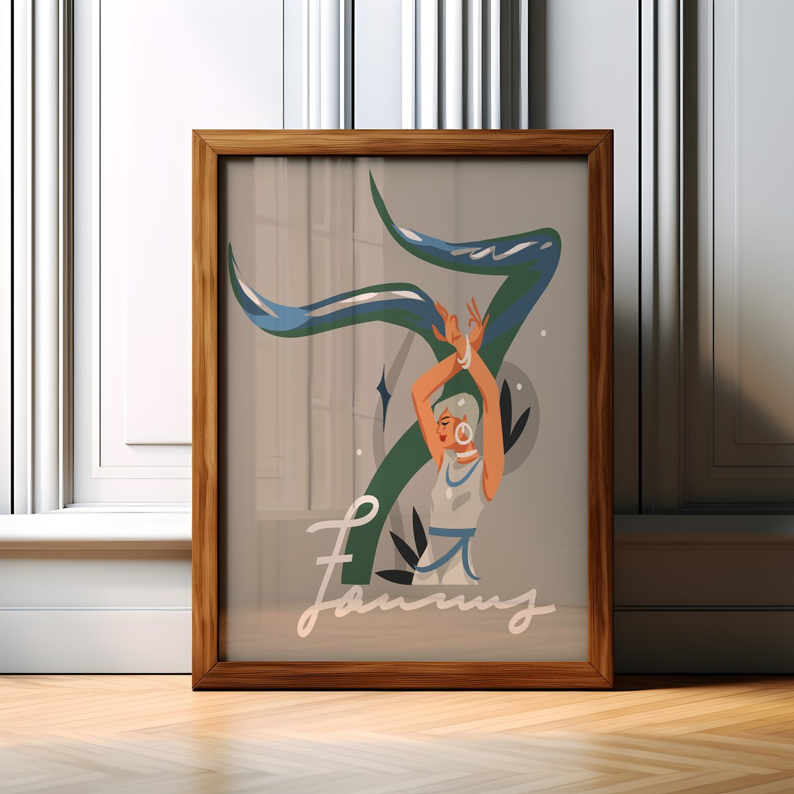 Taurus Zodiac Goddess Boho Woman Flowing Hair Astrology Wall Art - Image 2