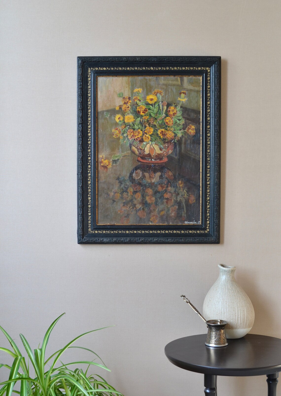 Vintage Still Life Flowers, Retro Oil Painting - Image 4