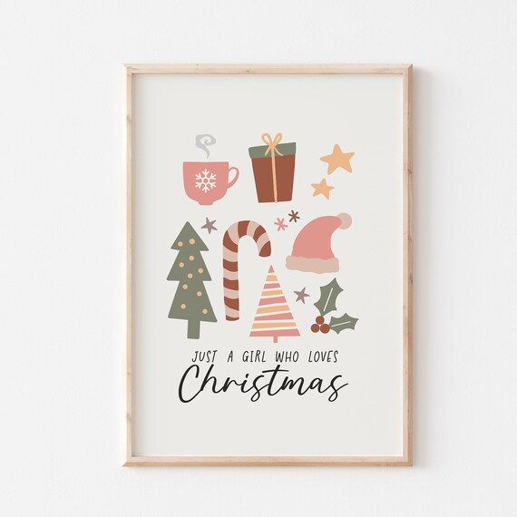 Just A Girl Who Loves Christmas Cute Holiday Icons Neutral Poster