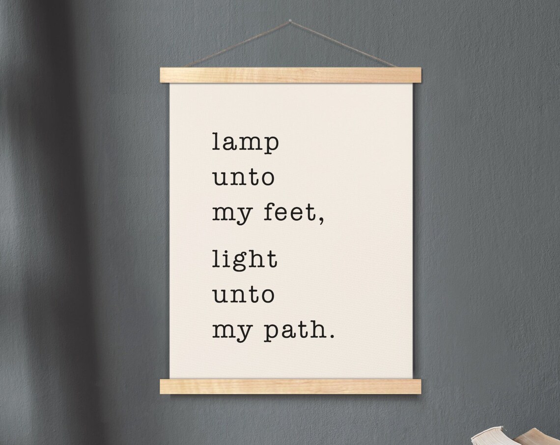 Lamp Unto My Feet Psalm 119105 Hanging Canvas Bible Verse Wall Art Scripture Poster Minimalist Print Light Path