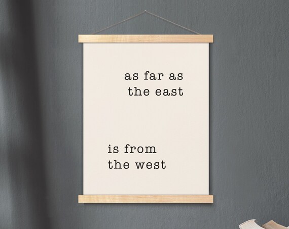 As Far The East Is From West Psalm 10312 Hanging Canvas Bible Verse Wall Art Scripture Poster Minimalist Print