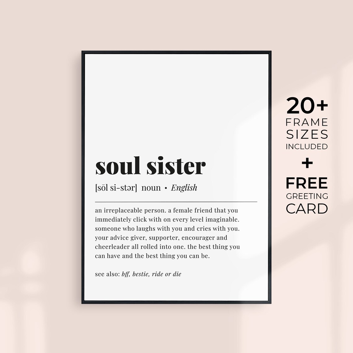 Soul Sister Definition Art Print, Best Friend Gift - Image 3