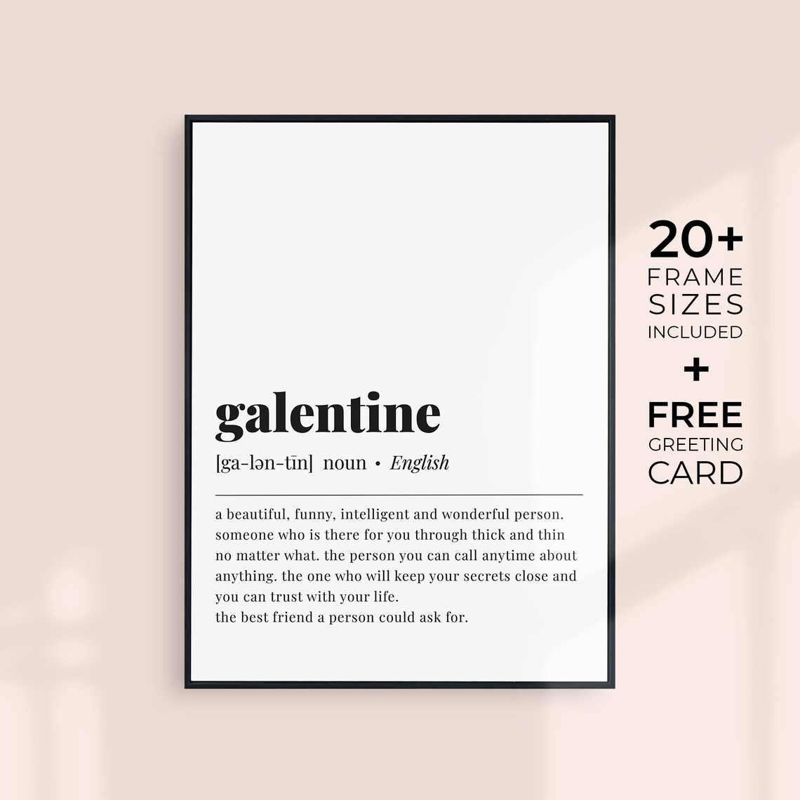 Galentine Definition Art Print, Friendship Poster