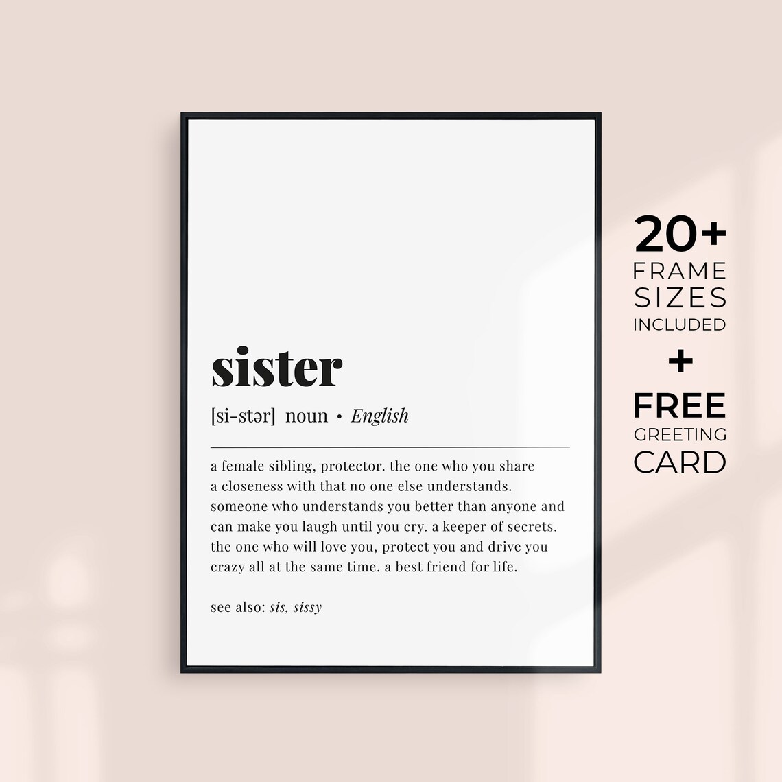 Sister Definition Best Friend Love Gift Minimalist Typography Poster - Image 6