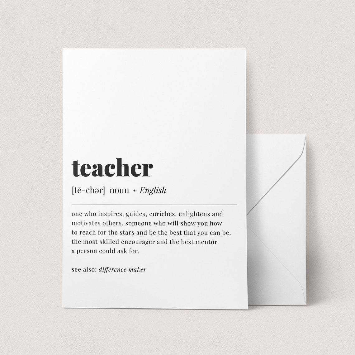 Teacher Definition Appreciation Gift Minimalist Typography Poster - Image 2