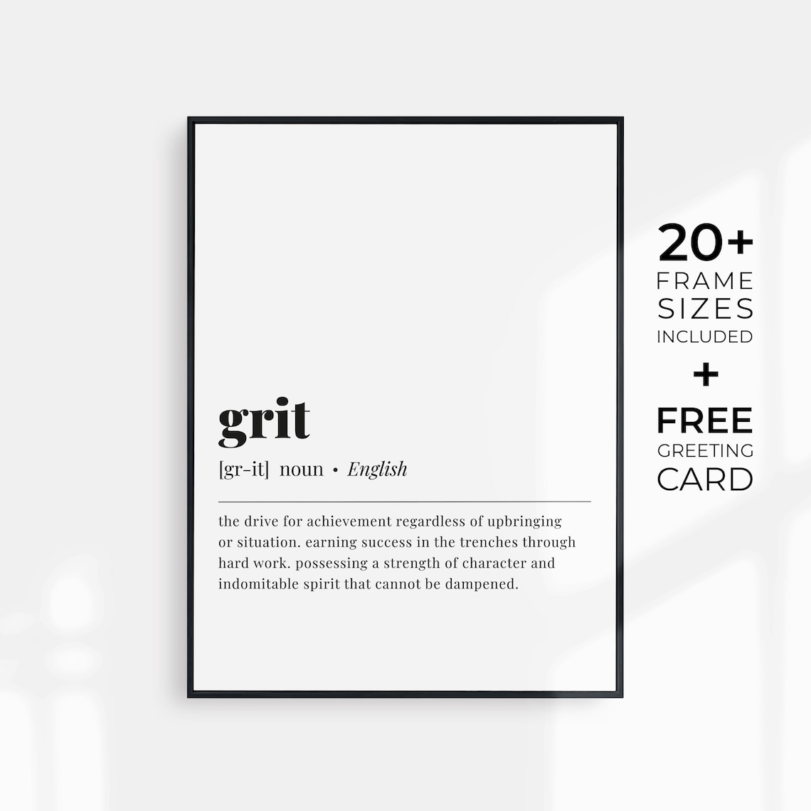 Grit Definition Motivational Quote Art Print