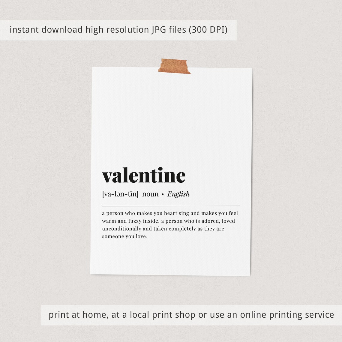 Valentine Definition Romantic Gift For Sweethearts Noun Meaning Poster - Image 4
