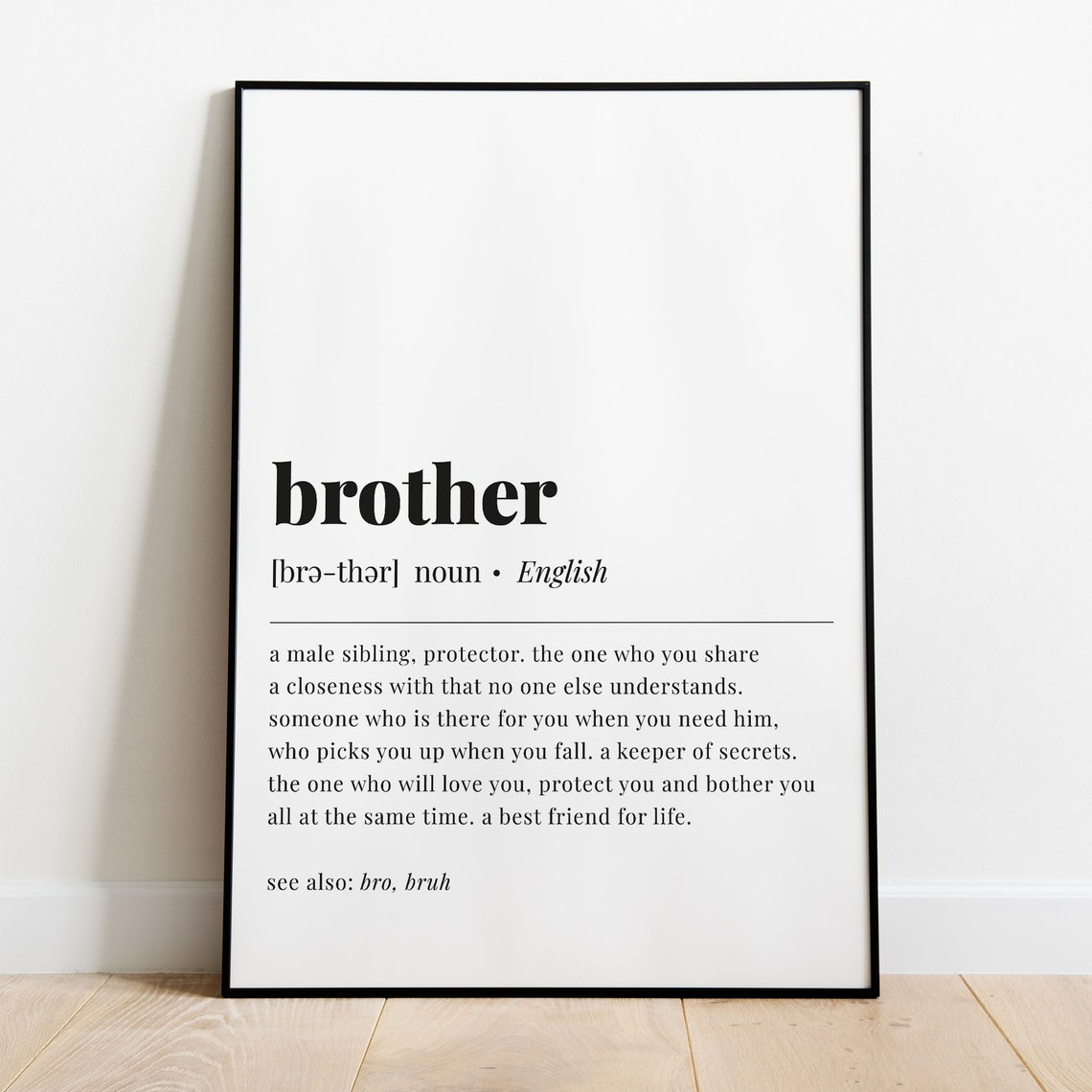Brother Definition Heartfelt Gift For Brothers Noun Meaning Poster - Image 5