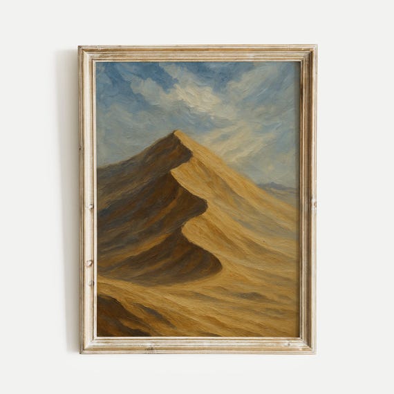 Dunes Desert Wind Oil Painting Print Nature Vintage Wall Art Home And Office Living Room Bedroom Decor