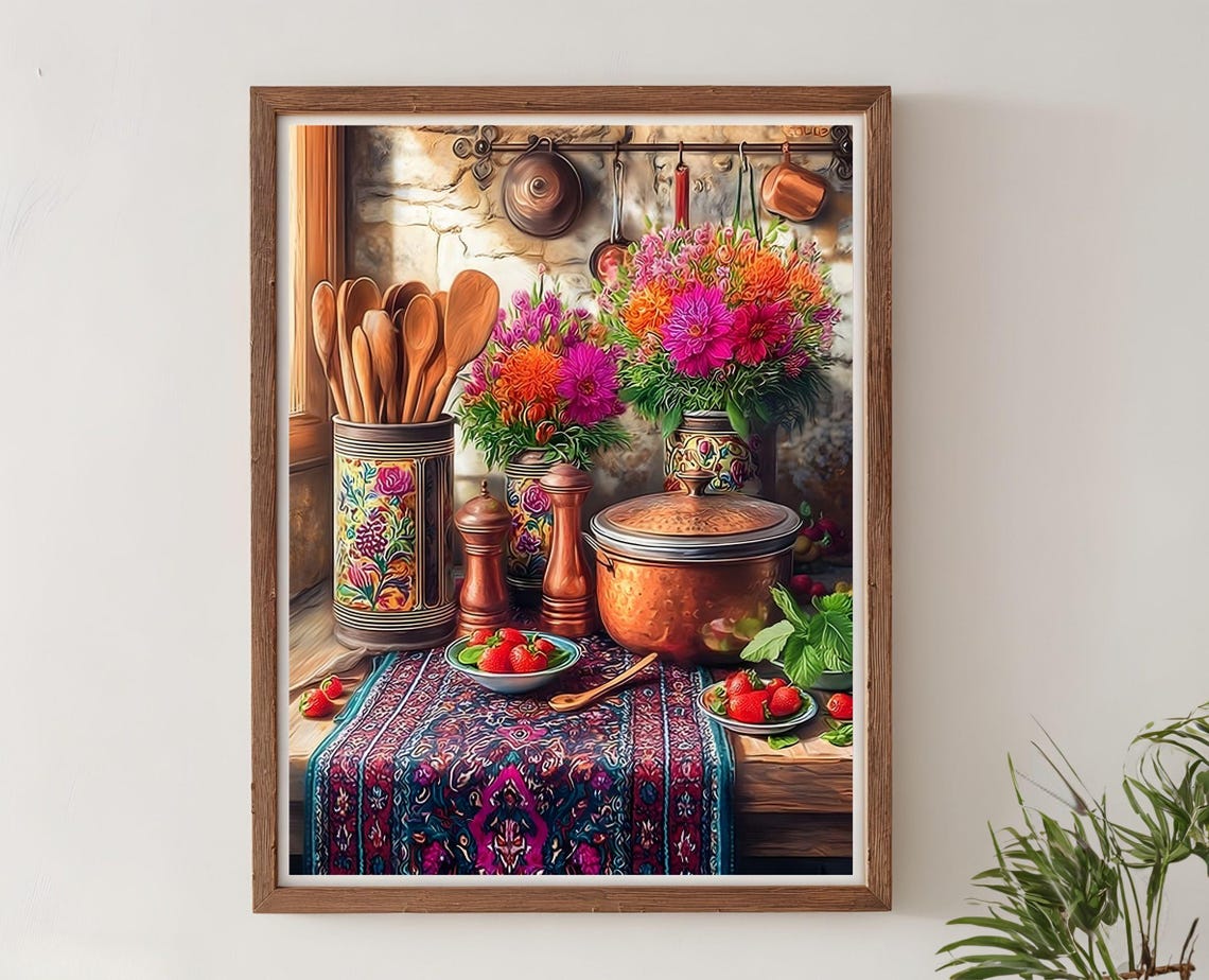 Copper Kitchen Cookware Rustic Still Life Wall Decor Art Poster