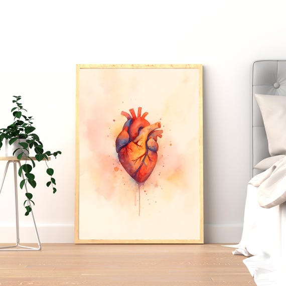 Human Heart Wall Art Anatomy Print Abstract Medical Poster Science Illustration Decor