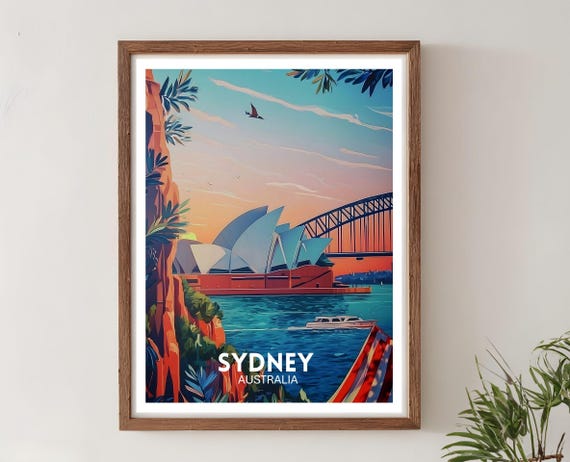 Sydney Travel Print Australia Poster Opera Wall Art City Decor