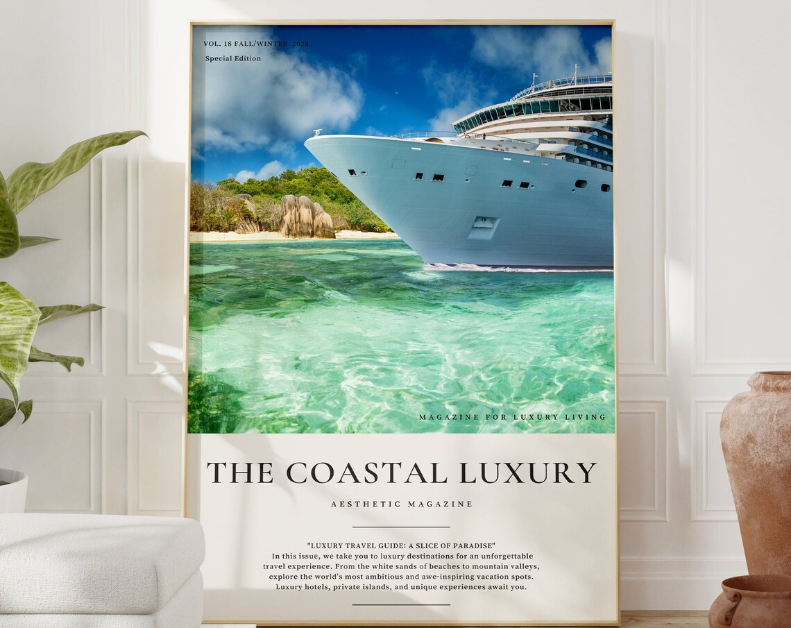 The Coastal Luxury Cruise Ship Magazine Cover Ocean Travel Poster