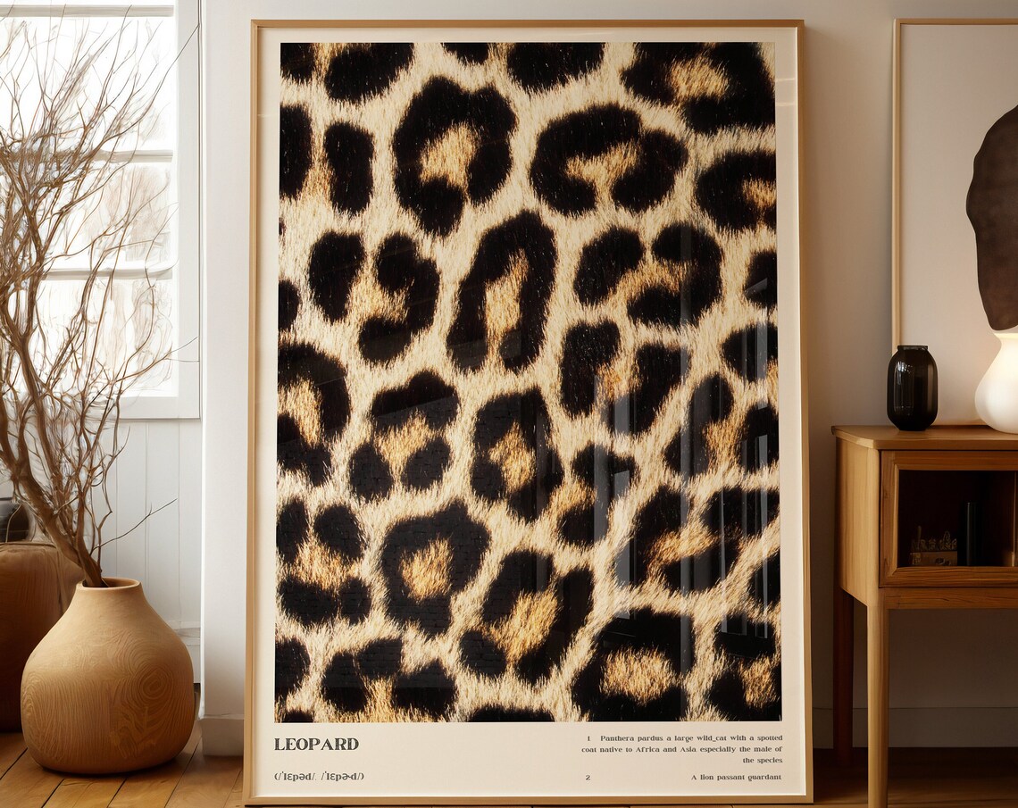 Leopard Pattern Poster, Preppy Typography Bedroom Decor